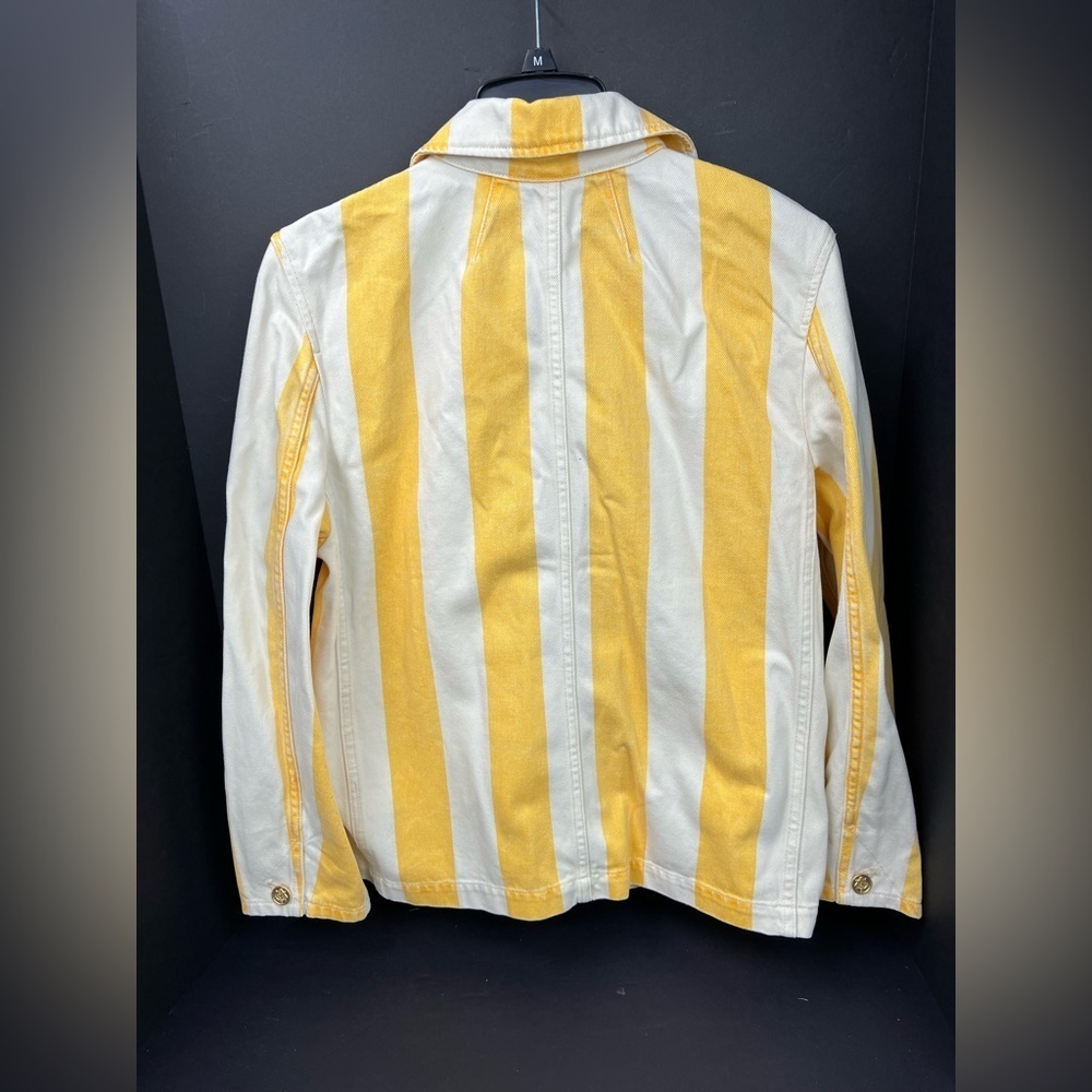 J. Crew Denim chore jacket in stripe Yellow  White Striped, trendy and sold out - Picture 5 of 8